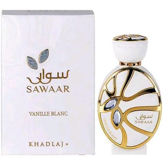 Khadlaj Sawaar Vanille Blanc 100ml | Unisex Oriental Vanilla Fragrance | Apple Amber Cashmere Sandalwood Benzoin Vanilla